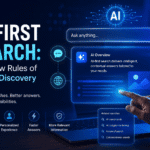 AI-First Search illustrating AI-powered digital discovery, intelligent search technology, and the future of online search.