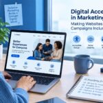 Diverse people using accessible digital marketing websites and campaigns