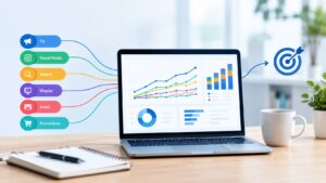 Marketing Mix Modeling analyzing marketing channels, campaign performance, and advertising ROI